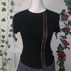 vintage italian black tee with brown accents